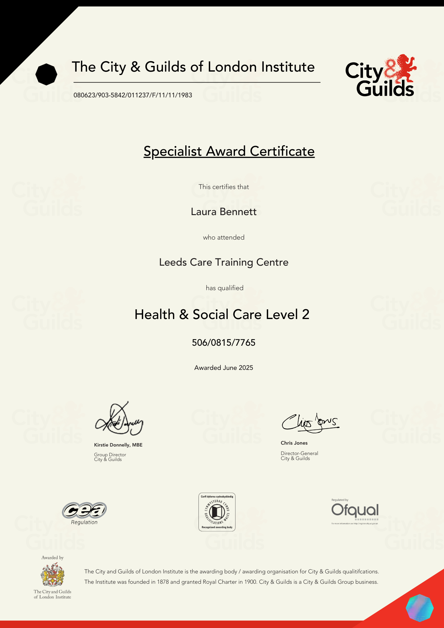 Printable City and Guilds Certificate Template – Elegant Modern Layout